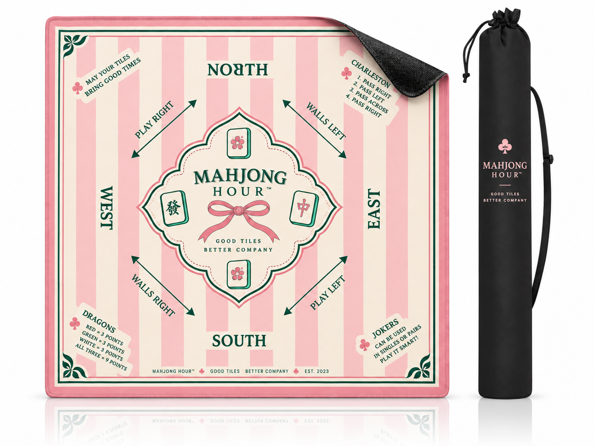 Pink Stripe Club American Mahjong Playing Mat