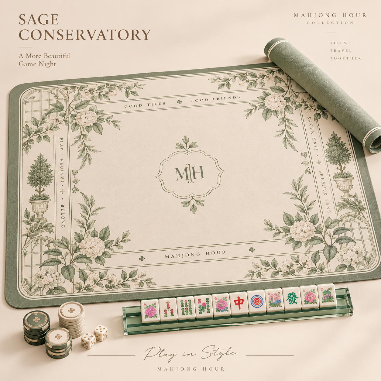 Sage Conservatory Mahjong Playing Mat